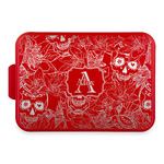 Sugar Skulls & Flowers Aluminum Baking Pan with Red Lid (Personalized)