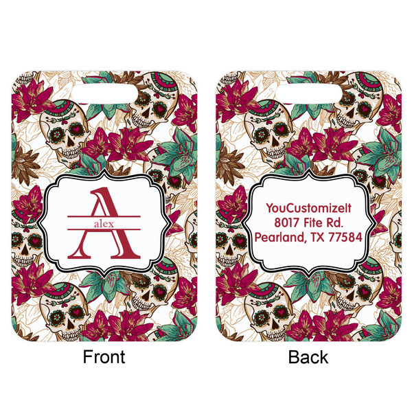 Sugar Skulls & Flowers Aluminum Luggage Tag (Front + Back)