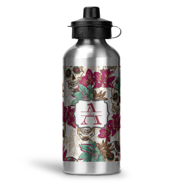 Custom Sugar Skulls & Flowers Water Bottles - 20 oz - Aluminum (Personalized)