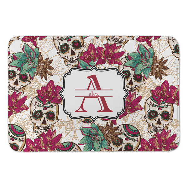 Custom Sugar Skulls & Flowers Anti-Fatigue Kitchen Mat (Personalized)