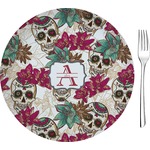 Sugar Skulls & Flowers 8" Glass Appetizer / Dessert Plates - Single or Set (Personalized)