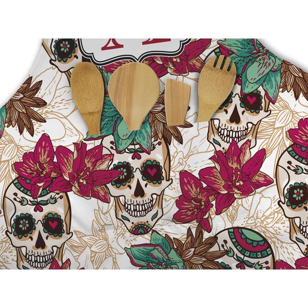 Sugar Skulls & Flowers Apron - Pocket Detail with Props