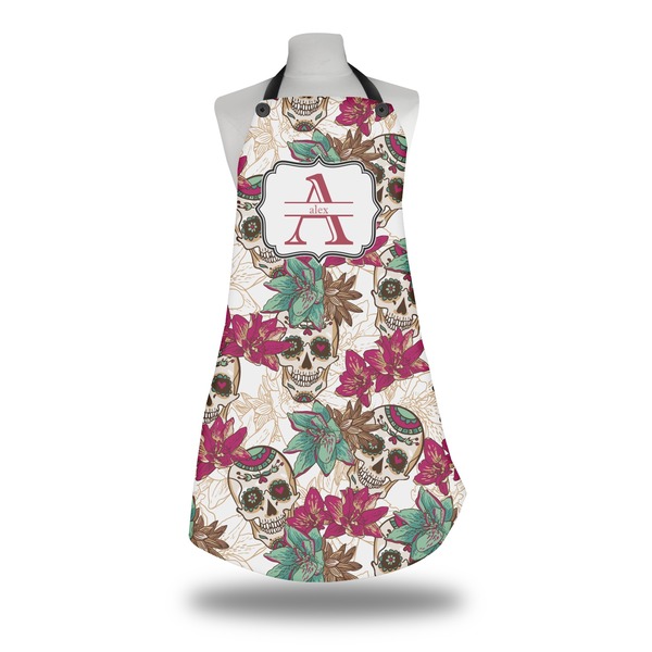 Custom Sugar Skulls & Flowers Apron w/ Name and Initial