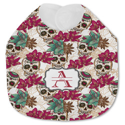 Sugar Skulls & Flowers Jersey Knit Baby Bib w/ Name and Initial