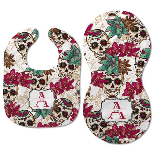 Sugar Skulls & Flowers Baby Bib & Burp Set - Approval (new bib & burp)