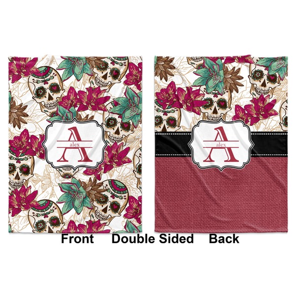 Sugar Skulls & Flowers Baby Blanket (Double Sided - Printed Front and Back)