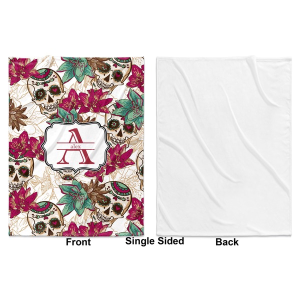 Sugar Skulls & Flowers Baby Blanket (Single Side - Printed Front, White Back)