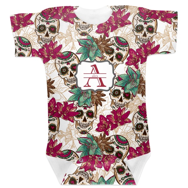 Custom Sugar Skulls & Flowers Baby Bodysuit 3-6 (Personalized)