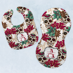 Sugar Skulls & Flowers Baby Bib & Burp Set w/ Name and Initial