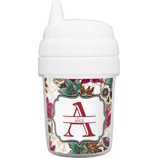 Custom Sugar Skulls & Flowers Baby Sippy Cup (Personalized)