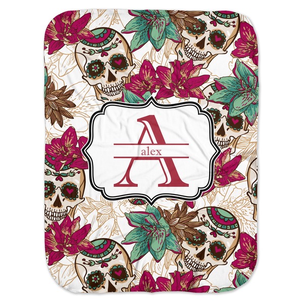 Custom Sugar Skulls & Flowers Baby Swaddling Blanket (Personalized)