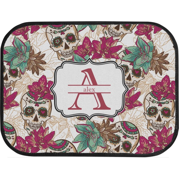 Sugar Skulls & Flowers Custom Car Floor Mats (Back Seat)