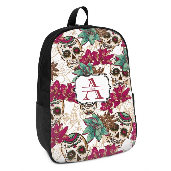 Custom Sugar Skulls & Flowers Kids Backpack (Personalized)