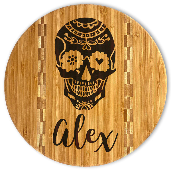 Custom Sugar Skulls & Flowers Bamboo Cutting Board (Personalized)
