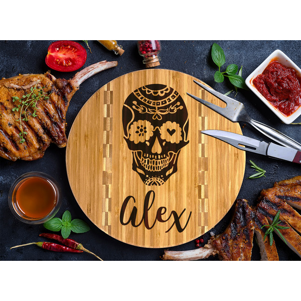 Sugar Skulls & Flowers Bamboo Cutting Boards - LIFESTYLE