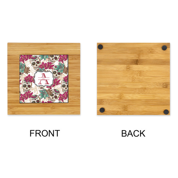 Sugar Skulls & Flowers Bamboo Trivet with 6" Tile - APPROVAL