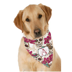 Sugar Skulls & Flowers Dog Bandana Scarf w/ Name and Initial