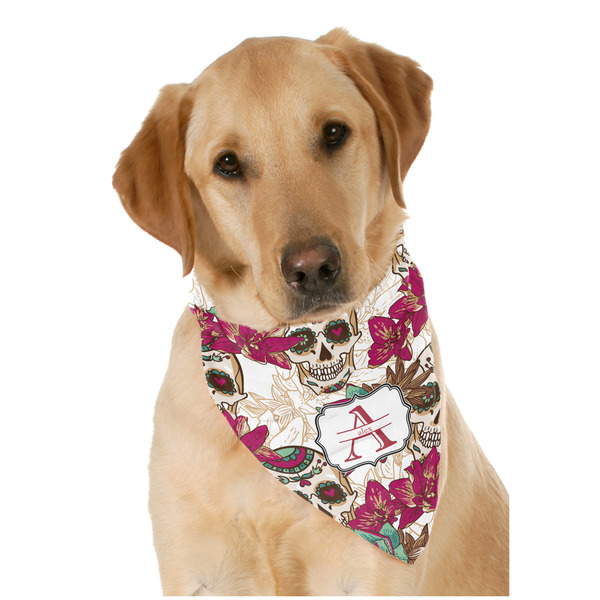 Custom Sugar Skulls & Flowers Dog Bandana Scarf w/ Name and Initial