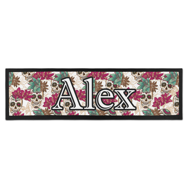 Custom Sugar Skulls & Flowers Bar Mat - Large (Personalized)