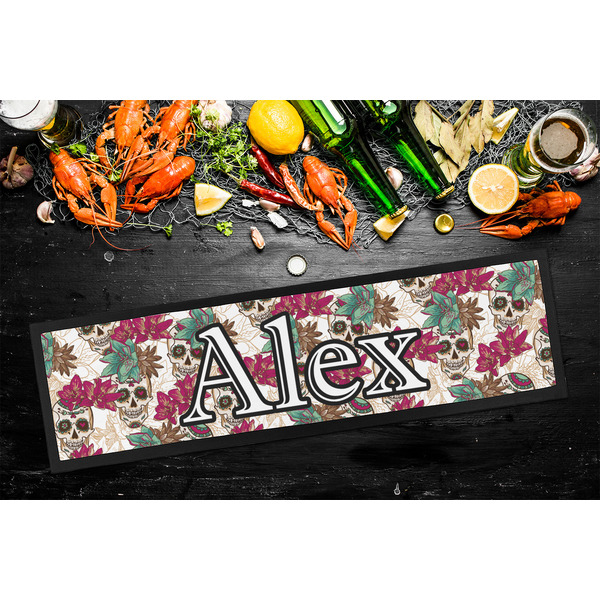 Sugar Skulls & Flowers Bar Mat - Large - LIFESTYLE