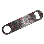 Sugar Skulls & Flowers Bar Bottle Opener - Silver w/ Name and Initial