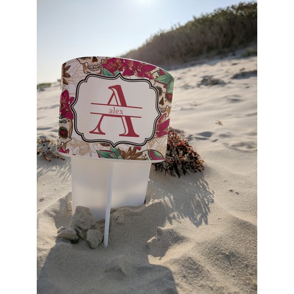 Sugar Skulls & Flowers Beach Spiker white on beach with sand