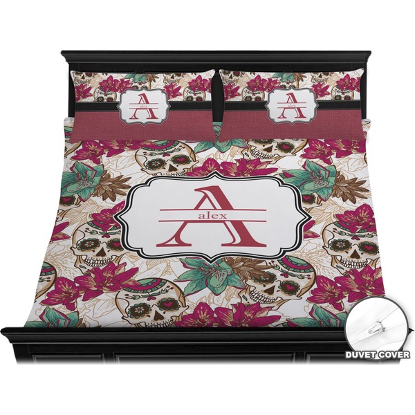 Sugar Skulls & Flowers Bedding Set (King) - Duvet