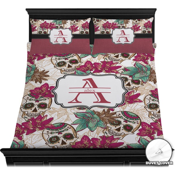 Sugar Skulls & Flowers Bedding Set (Queen) - Duvet