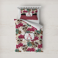 Sugar Skulls & Flowers Duvet Cover Set - Twin (Personalized)