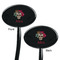 Sugar Skulls & Flowers Black Plastic 7" Stir Stick - Double Sided - Oval - Front & Back