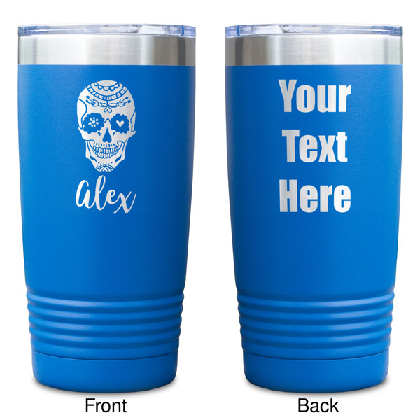 Sugar Skulls & Flowers Blue Polar Camel Tumbler - 20oz - Double Sided - Approval