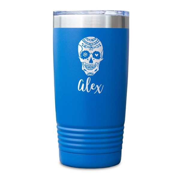 Sugar Skulls & Flowers Blue Polar Camel Tumbler - 20oz - Single Sided - Approval