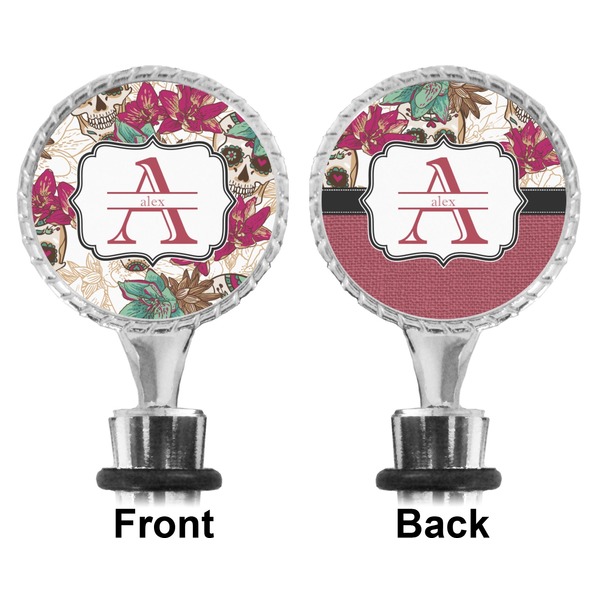 Sugar Skulls & Flowers Bottle Stopper - Front and Back