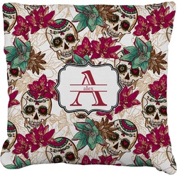Sugar Skulls & Flowers Faux-Linen Throw Pillow 26" (Personalized)