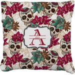 Sugar Skulls & Flowers Faux-Linen Throw Pillow (Personalized)
