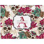 Sugar Skulls & Flowers Woven Fabric Placemat - Twill w/ Name and Initial