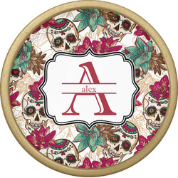 Sugar Skulls & Flowers Cabinet Knob - Gold (Personalized)