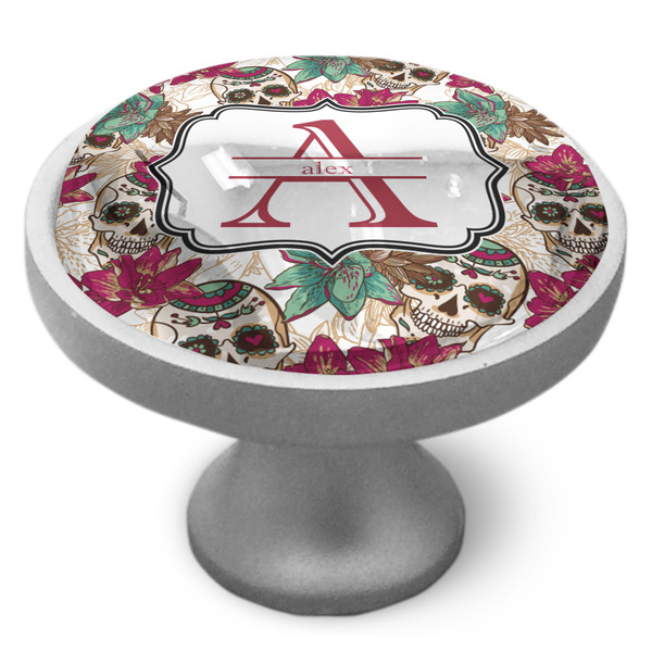 Custom Sugar Skulls & Flowers Cabinet Knob (Personalized)
