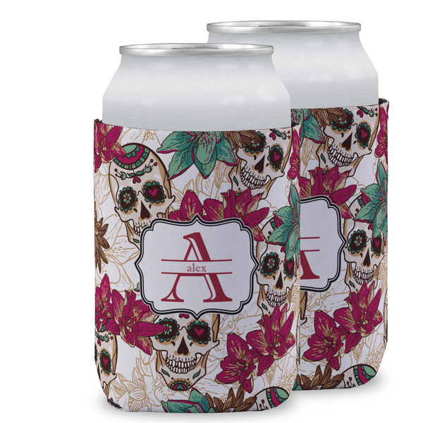 Custom Sugar Skulls & Flowers Can Cooler (12 oz) w/ Name and Initial