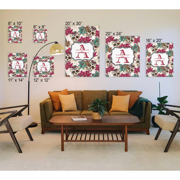 Sugar Skulls & Flowers Canvas Prints - Multiple Sizes