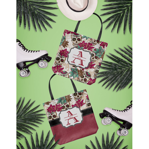 Sugar Skulls & Flowers Canvas Tote Lifestyle Front and Back