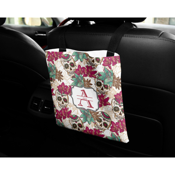 Sugar Skulls & Flowers Car Bag - In Use