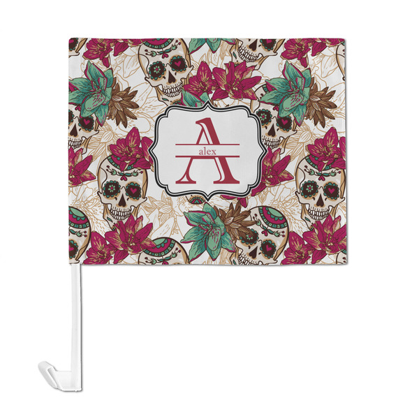 Sugar Skulls & Flowers Car Flag - Large - FRONT