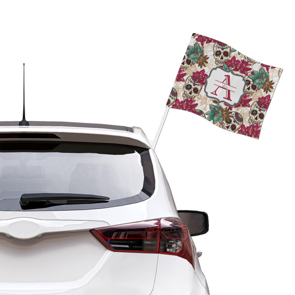 Sugar Skulls & Flowers Car Flag - Large - LIFESTYLE