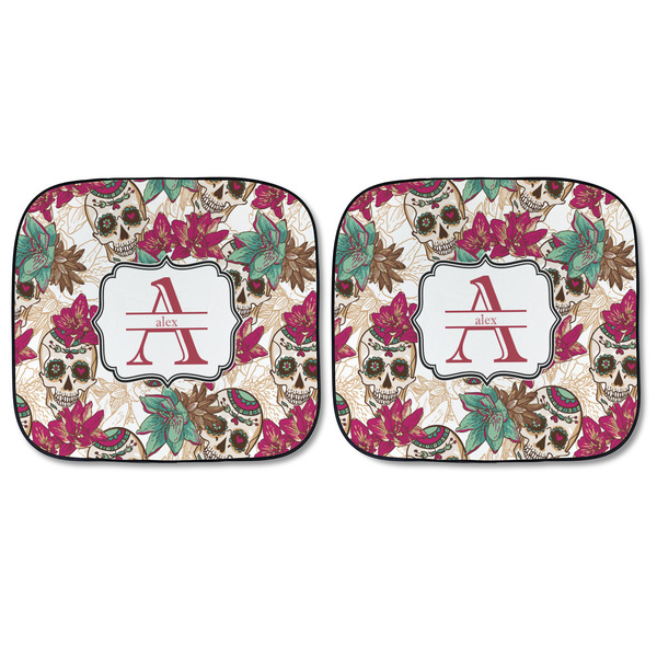 Sugar Skulls & Flowers Car Sun Shades - FRONT