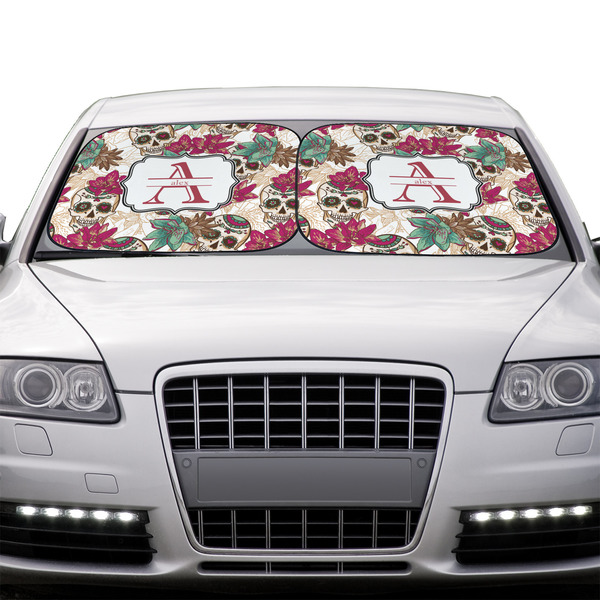 Sugar Skulls & Flowers Car Sun Shades - IN CONTEXT