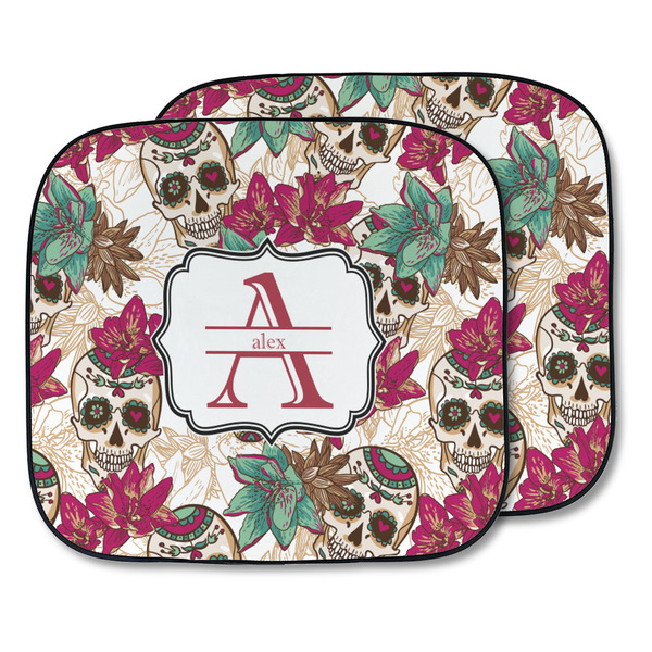 Custom Sugar Skulls & Flowers Car Sun Shade - Two Piece (Personalized)