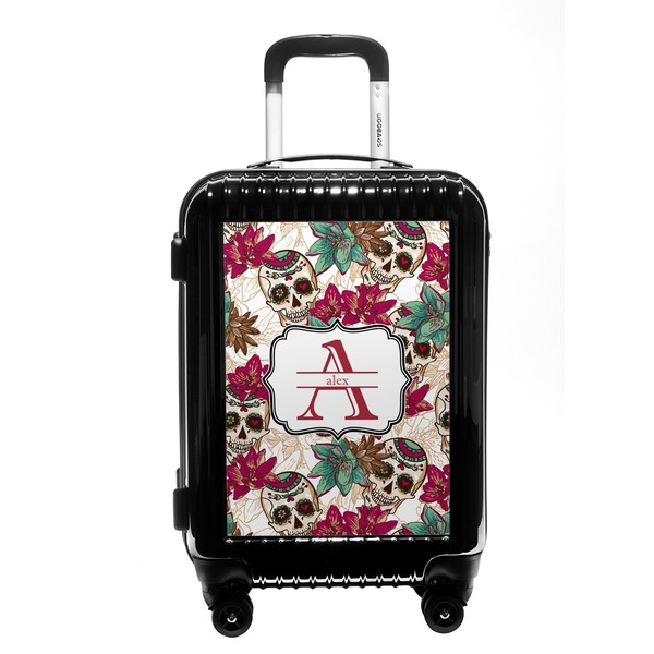 Custom Sugar Skulls & Flowers Carry On Hard Shell Suitcase (Personalized)