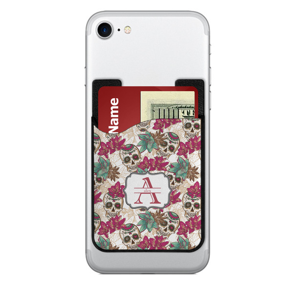 Custom Sugar Skulls & Flowers 2-in-1 Cell Phone Credit Card Holder & Screen Cleaner (Personalized)