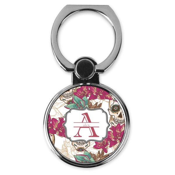 Custom Sugar Skulls & Flowers Cell Phone Ring Stand & Holder (Personalized)